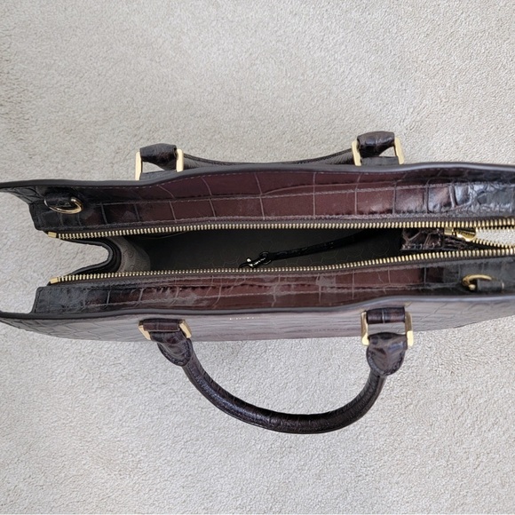 Michael Kors Selma Large Top Zip Satchel Leather Handbag, crocodile leather - Picture 3 of 5